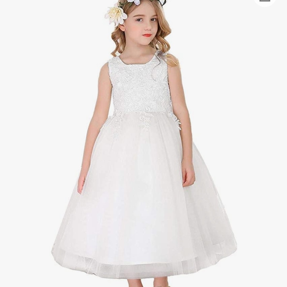 Bow Dream Lace Flower Girl Dress Wedding First Holy Communion Baptism Dresses